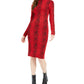 Vestido feminino Bar III com manga comprida e abaixo do joelho, vermelho, tamanho grande