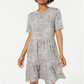 Vestido feminino ONE CLOTHING com lavagem ácida, manga curta, gola redonda, acima do joelho, tamanho X-G
