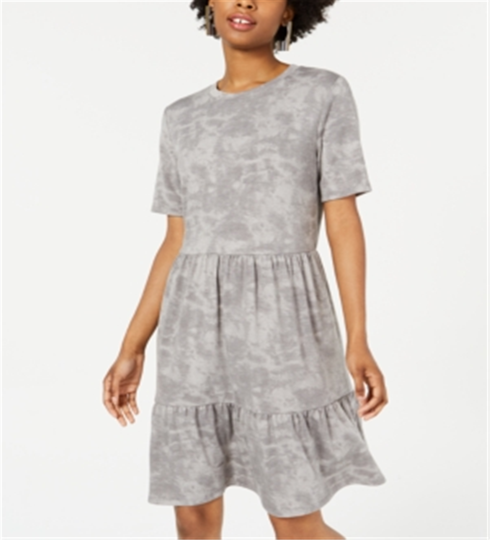 Vestido feminino ONE CLOTHING com lavagem ácida, manga curta, gola redonda, acima do joelho, tamanho X-G