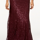Vestido formal longo com lantejoulas e decote em V SL Fashions para mulheres, roxo, tamanho 8, pequeno