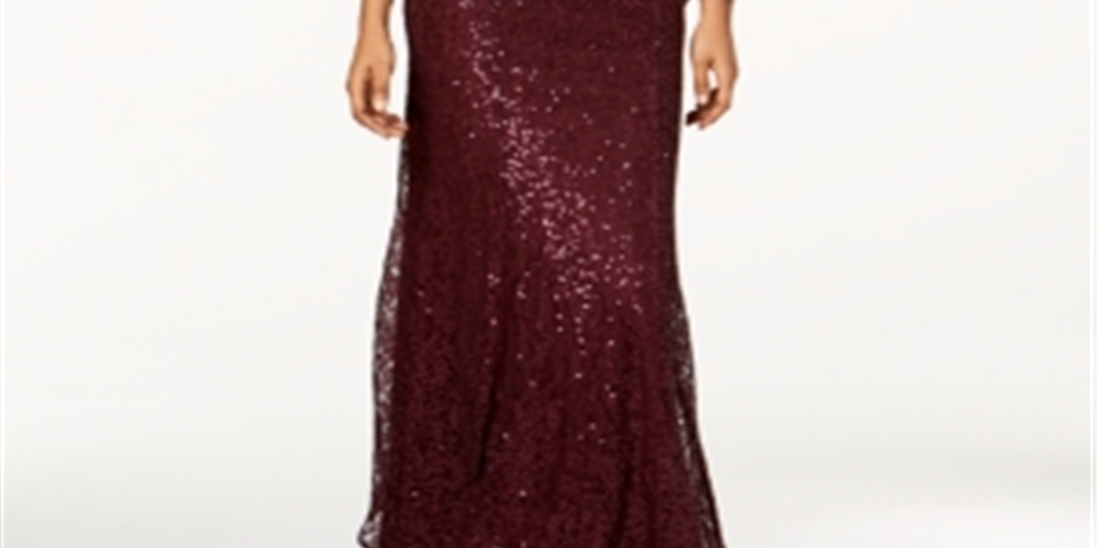 Vestido formal longo com lantejoulas e decote em V SL Fashions para mulheres, roxo, tamanho 8, pequeno