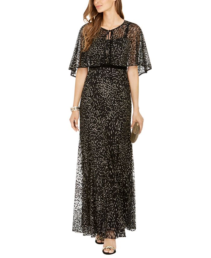 Vestido de veludo com glitter feminino Adrianna Papell, preto, tamanho 12