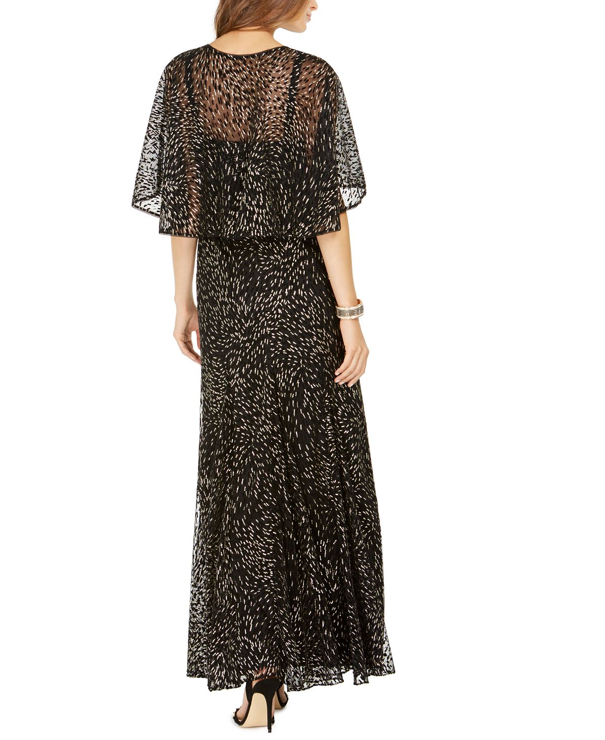 Vestido de veludo com glitter feminino Adrianna Papell, preto, tamanho 12