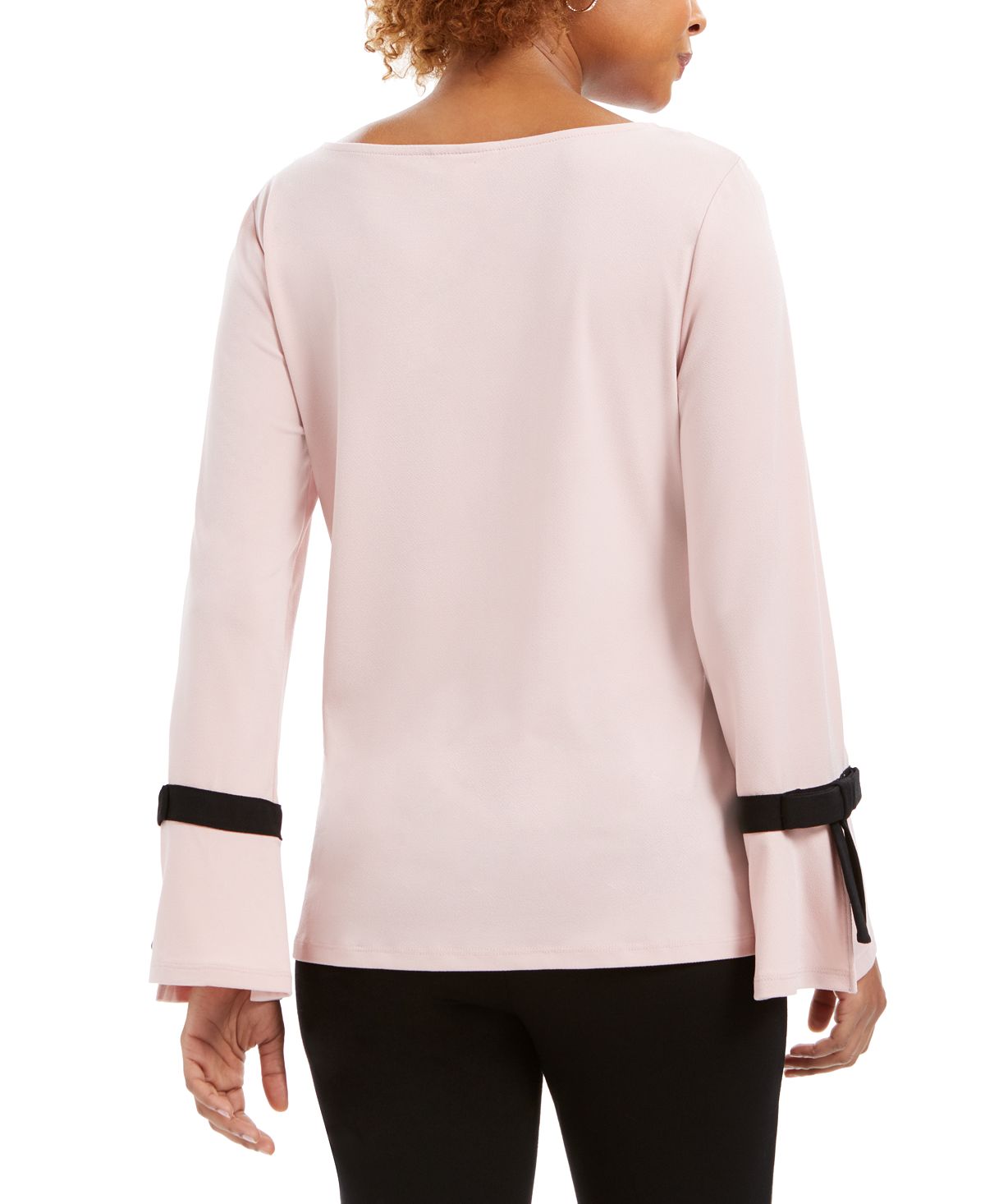 Suéter feminino Charter Club com detalhe de gravata rosa tamanho pequeno médio