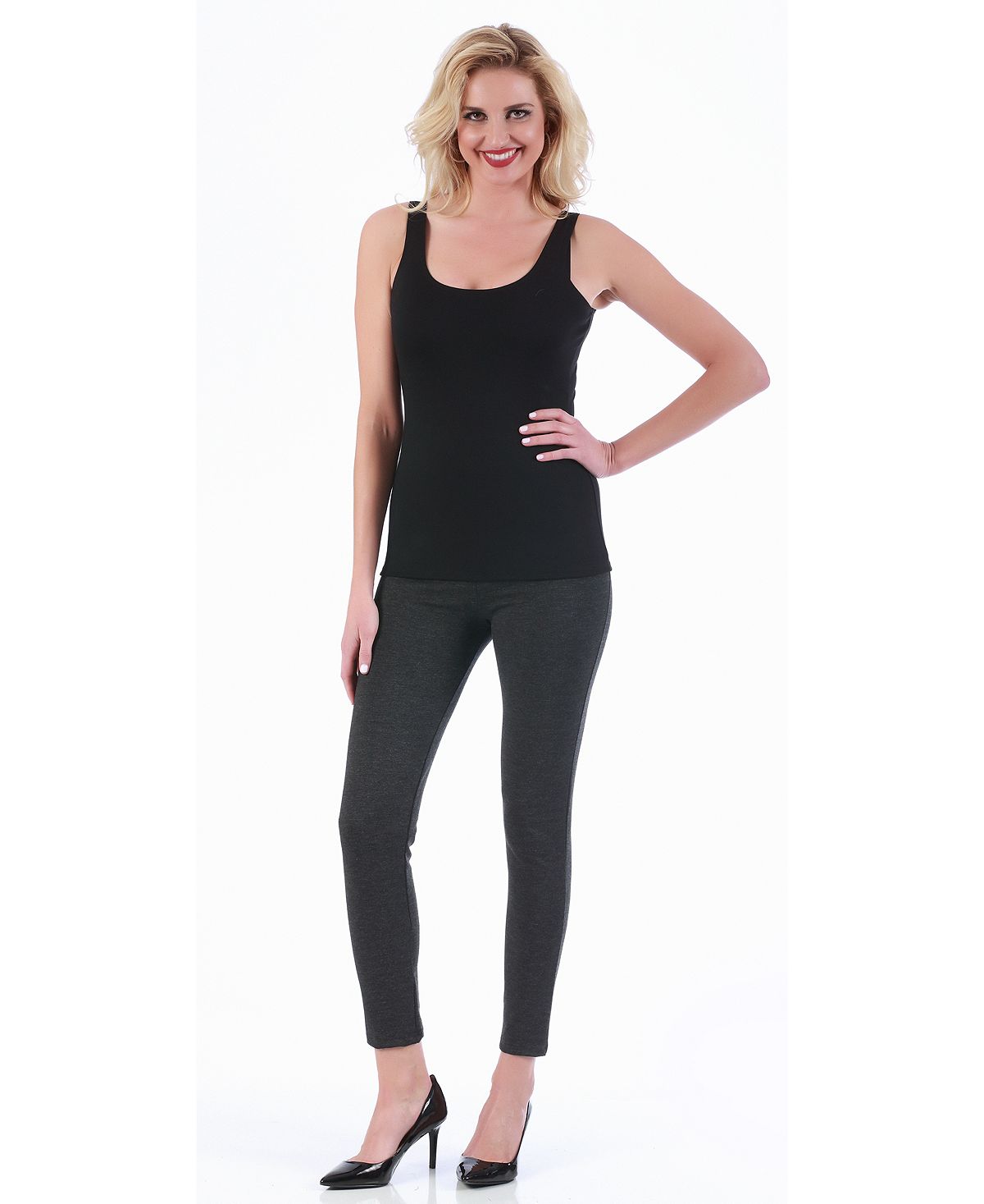 Regata feminina Instant Figure com decote redondo, preta, tamanho M