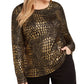 Suéter feminino com estampa de crocodilo INC International Concepts, dourado e preto, tamanho 0X