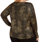 Suéter feminino com estampa de crocodilo INC International Concepts, dourado e preto, tamanho 0X