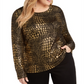 Suéter feminino com estampa de crocodilo INC International Concepts, dourado e preto, tamanho 0X