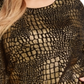 Suéter feminino com estampa de crocodilo INC International Concepts, dourado e preto, tamanho 0X