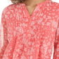 Blusa feminina Charter Club com estampa de pintuck e mangas com babados, vermelha, tamanho P