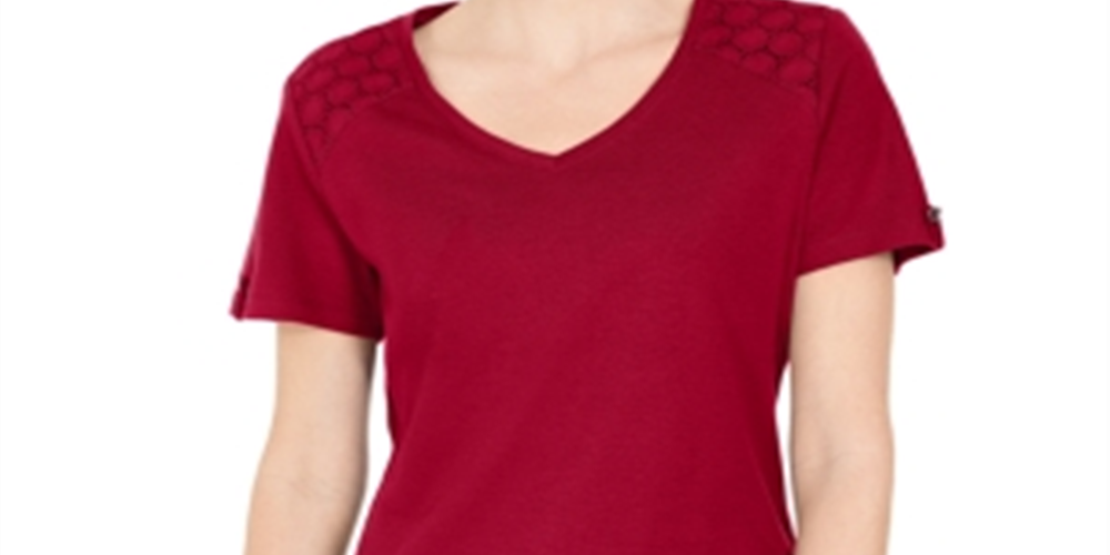 Karen Scott Blusa Feminina Gola V Ombro a Ombro Vermelho Tamanho P
