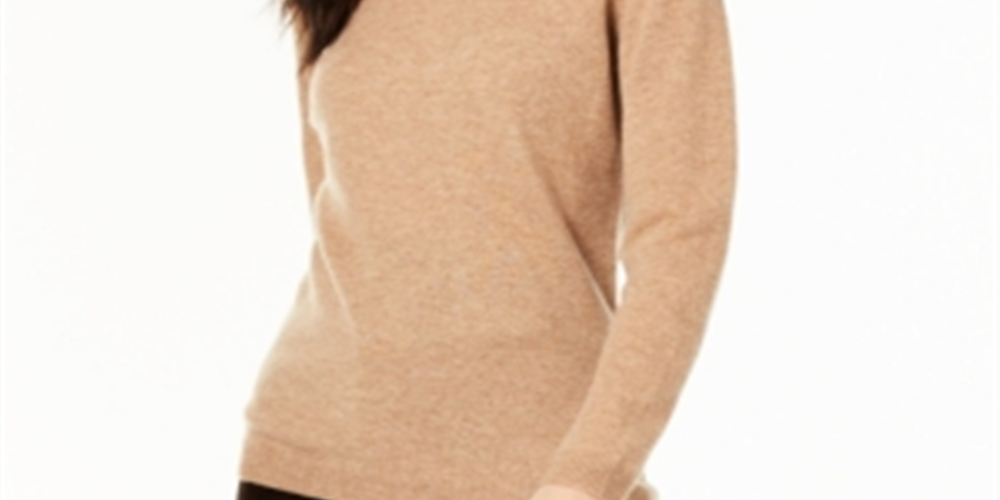Suéter feminino de cashmere com gola alta, tamanho pequeno, marrom, Charter Club