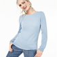 Suéter de cashmere feminino Charter Club com gola redonda, azul, tamanho pequeno G