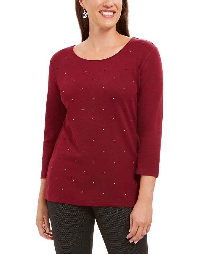 Karen Scott Top cravejado feminino vermelho tamanho pequeno