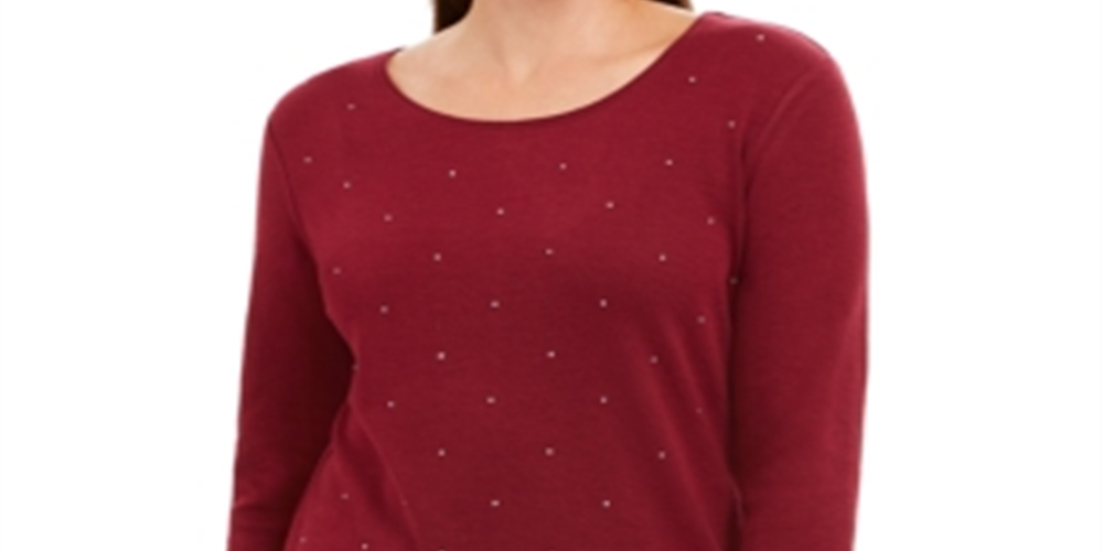 Karen Scott Top cravejado feminino vermelho tamanho pequeno