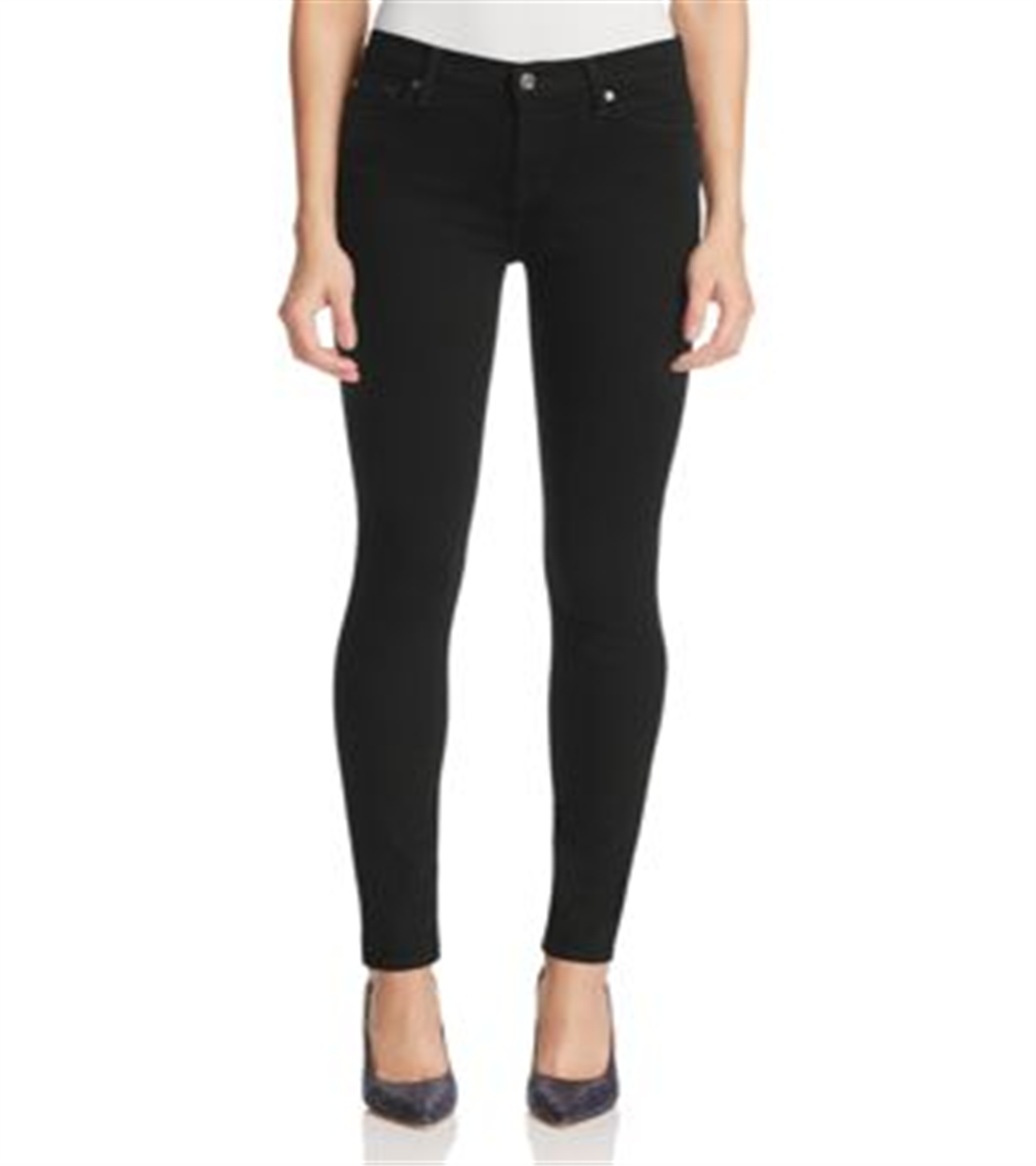 Calça jeans skinny feminina 7 for All Mankind, preta, tamanho 26x30