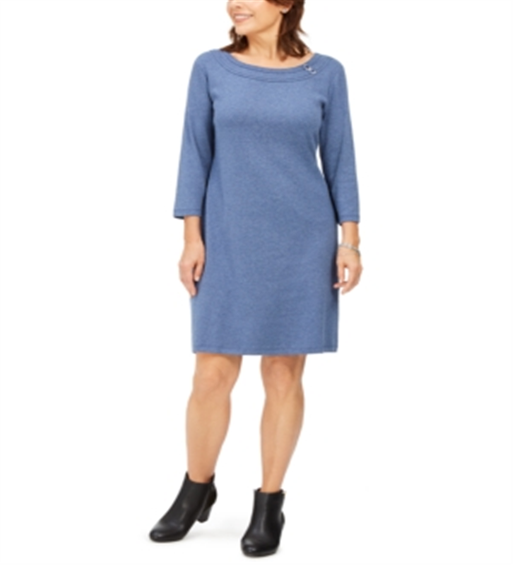 Vestido esportivo feminino Karen Scott de algodão com ferragens, azul, tamanho X-S