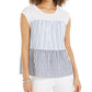 Top feminino de algodão em camadas Style &amp; Co, branco, tamanho pequeno