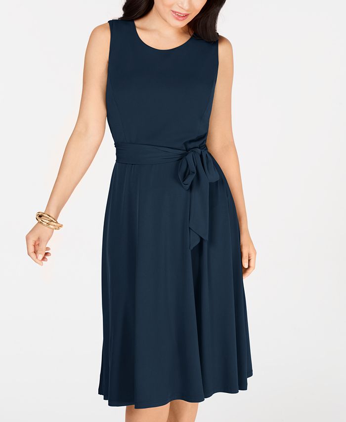 Vestido feminino com cinto MIDI Charter Club, tamanho PP, vinho