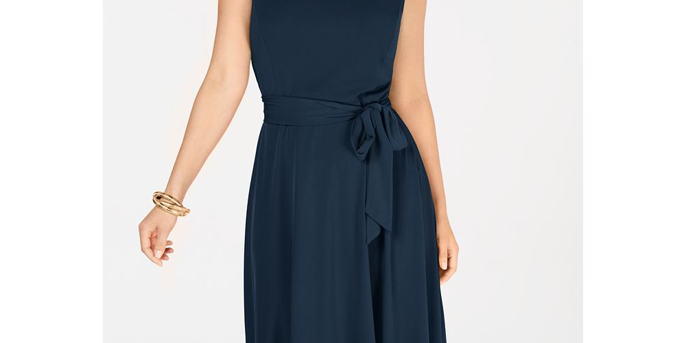 Vestido feminino com cinto MIDI Charter Club, tamanho PP, vinho