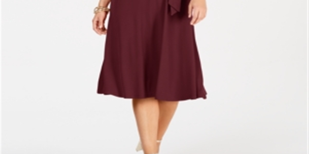 Vestido feminino com cinto MIDI Charter Club, tamanho PP, vinho