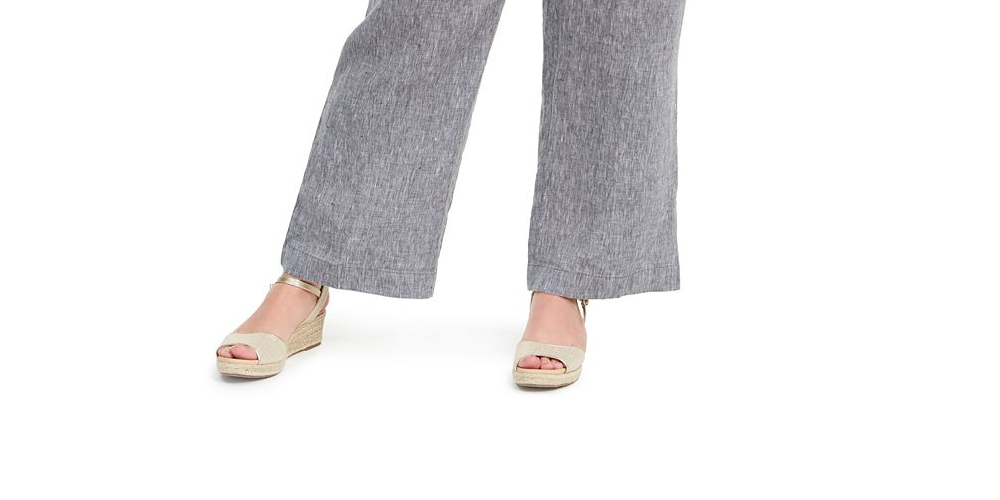 Calça reta feminina Charter Club Plus Linen cinza tamanho 2X
