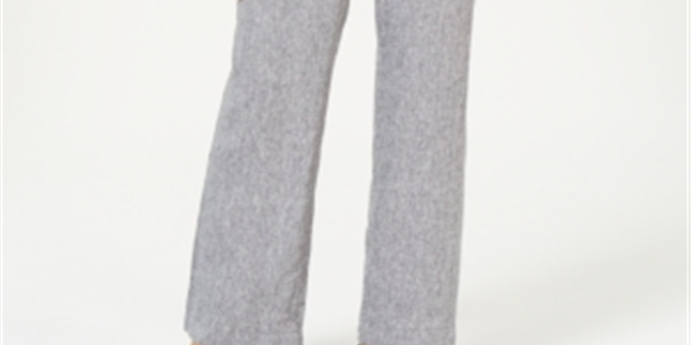Calça reta feminina Charter Club Plus Linen cinza tamanho 2X