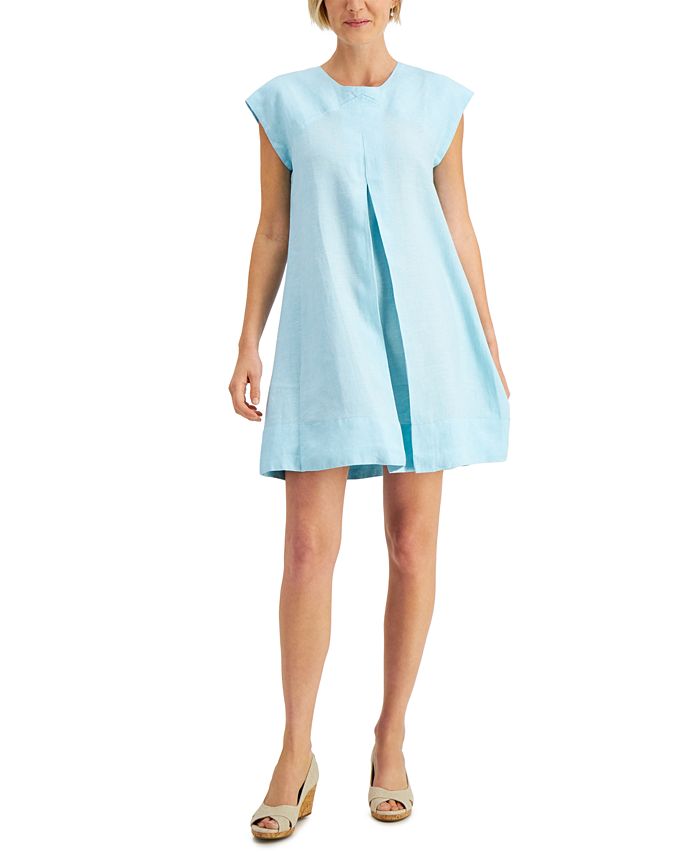 Vestido feminino Charter Club com amarração nas costas e corte evasê, azul, tamanho médio