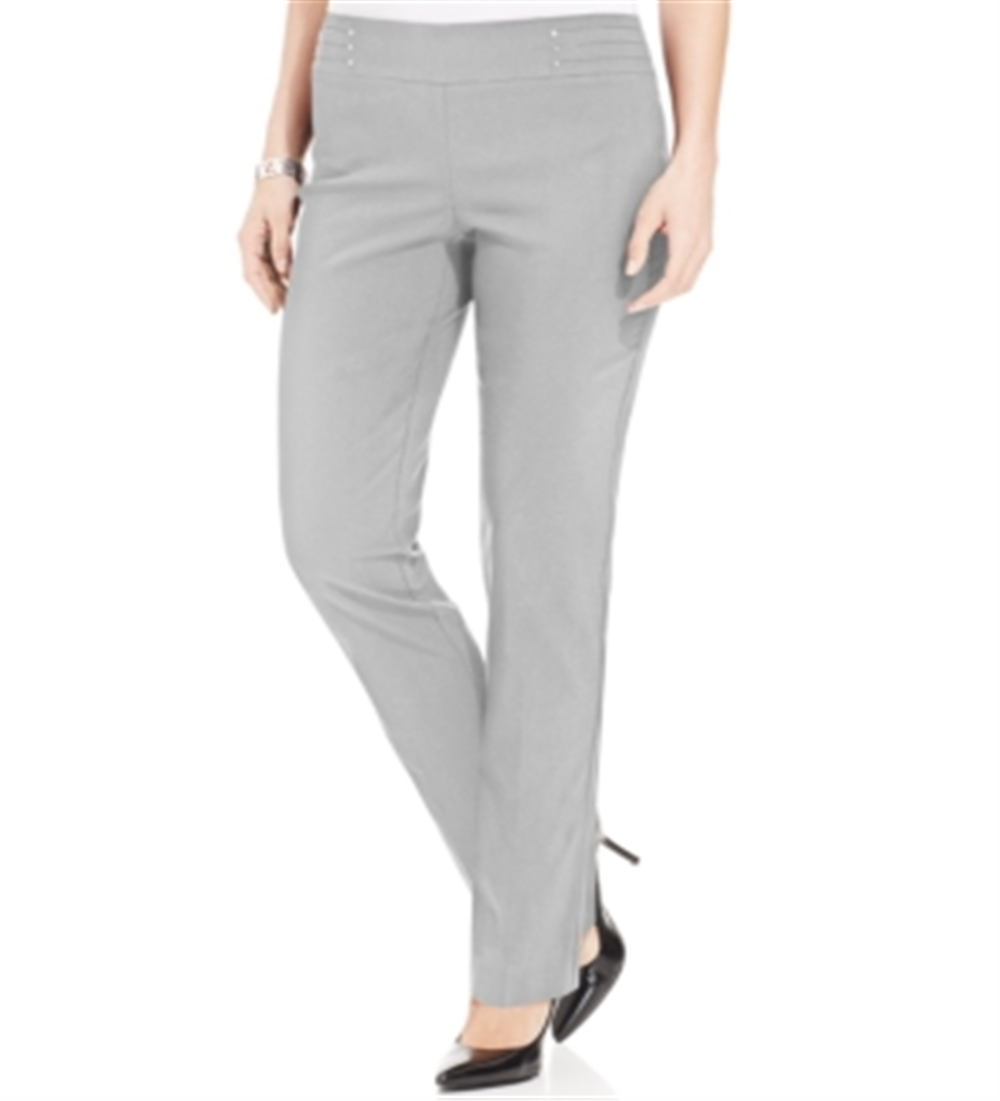 Calça curta feminina com tachas JM Collection cinza tamanho pequeno P