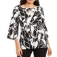 Túnica feminina com decote torcido JM Collection, preta, tamanho XS