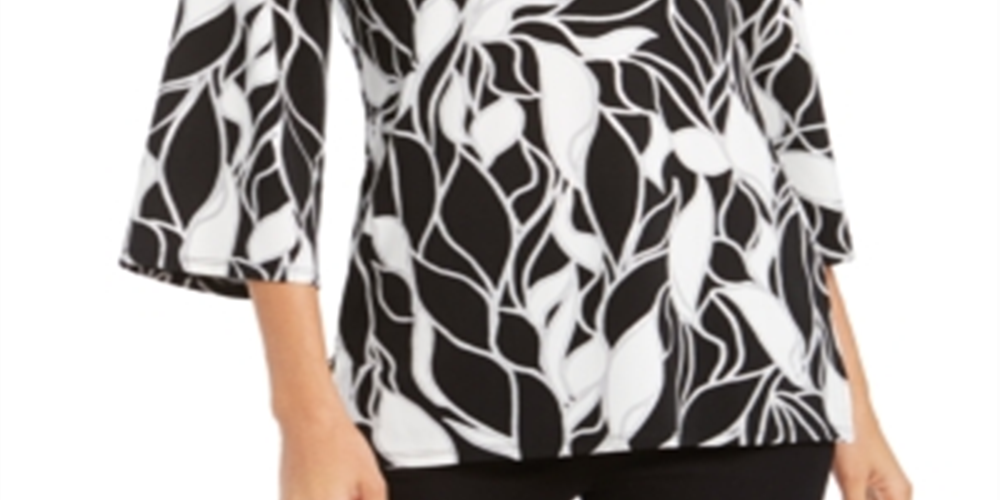 Túnica feminina com decote torcido JM Collection, preta, tamanho XS
