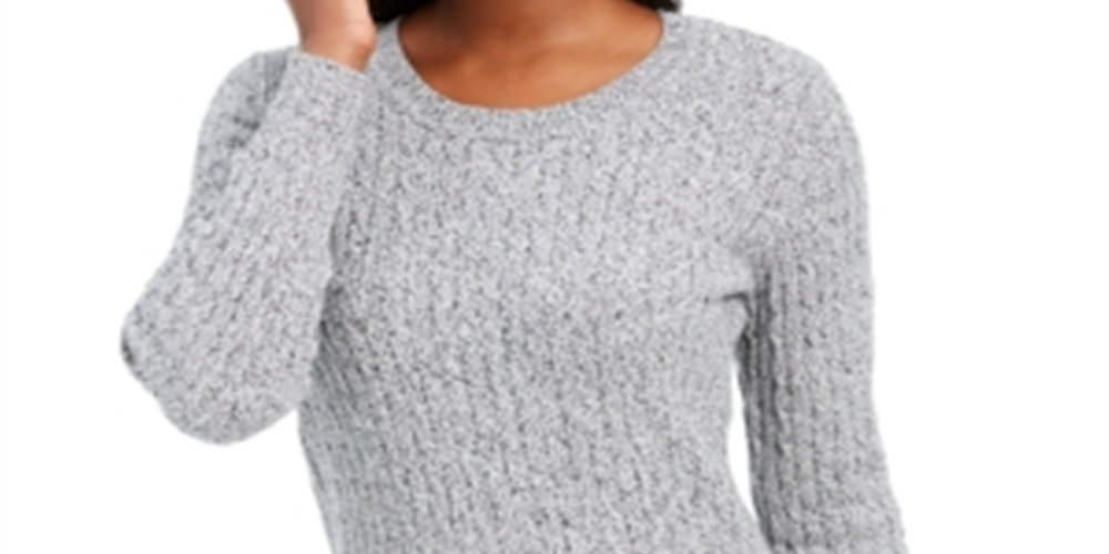 Karen Scott Suéter Feminino de Algodão e Malha Marmorizada, Branco, Tamanho XS