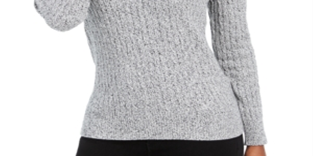 Karen Scott Suéter Feminino de Algodão e Malha Marmorizada, Branco, Tamanho XS