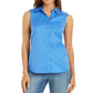 Blusa feminina Charter Club com botões frontais, azul, tamanho 10