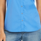 Blusa feminina Charter Club com botões frontais, azul, tamanho 10