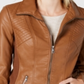 Jaqueta de couro sintético feminina Style &amp; Co, marrom, tamanho extragrande