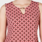 Top feminino estampado com decote em V, tamanho P, rosa, Charter Club