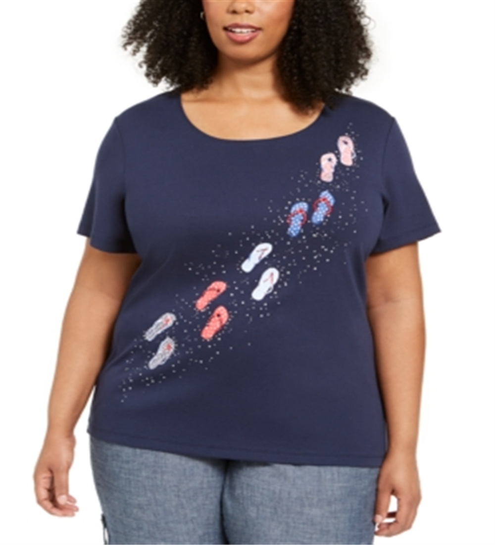 Karen Scott Top Feminino Steps Graphic Azul Tamanho Pequeno