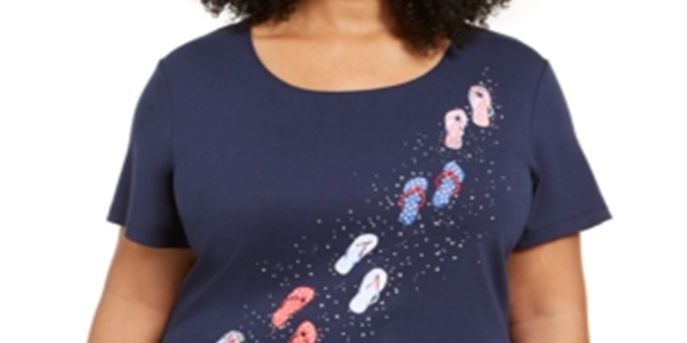 Karen Scott Top Feminino Steps Graphic Azul Tamanho Pequeno