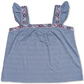 Top feminino estilo &amp; co plus size pointelle linear jacquard com alças bordadas, azul, tamanho 3X