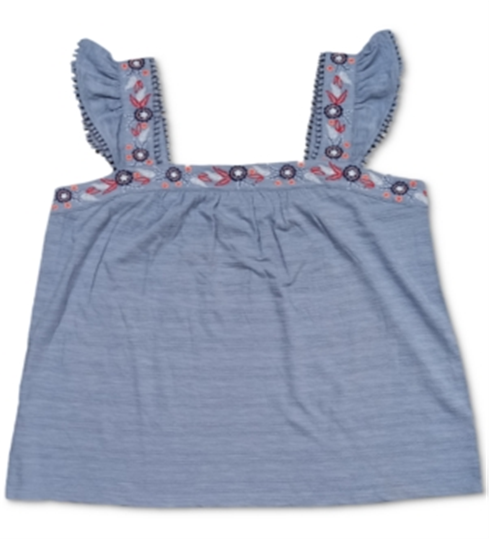 Top feminino estilo &amp; co plus size pointelle linear jacquard com alças bordadas, azul, tamanho 3X
