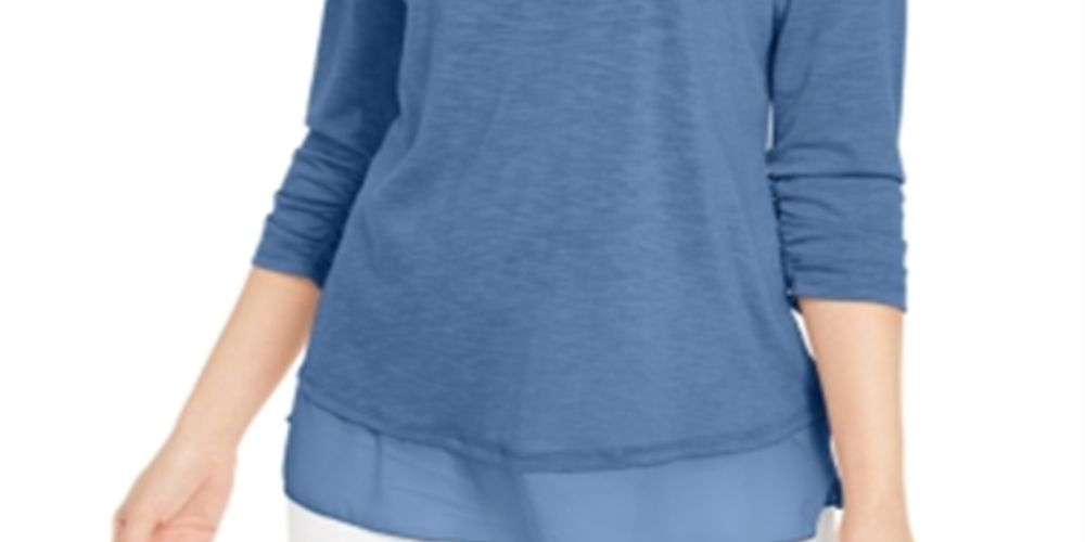 Top de chiffon feminino Style &amp; Co, azul, tamanho X-S