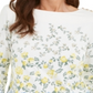 Blusa feminina Charter Club com estampa floral e decote canoa, branca, tamanho GG