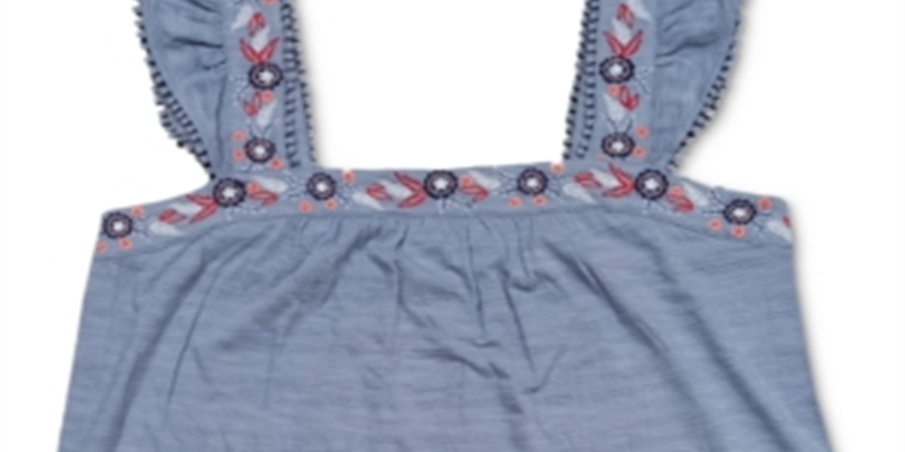Top feminino estilo &amp; co plus size pointelle linear jacquard com alça bordada azul tamanho 4X