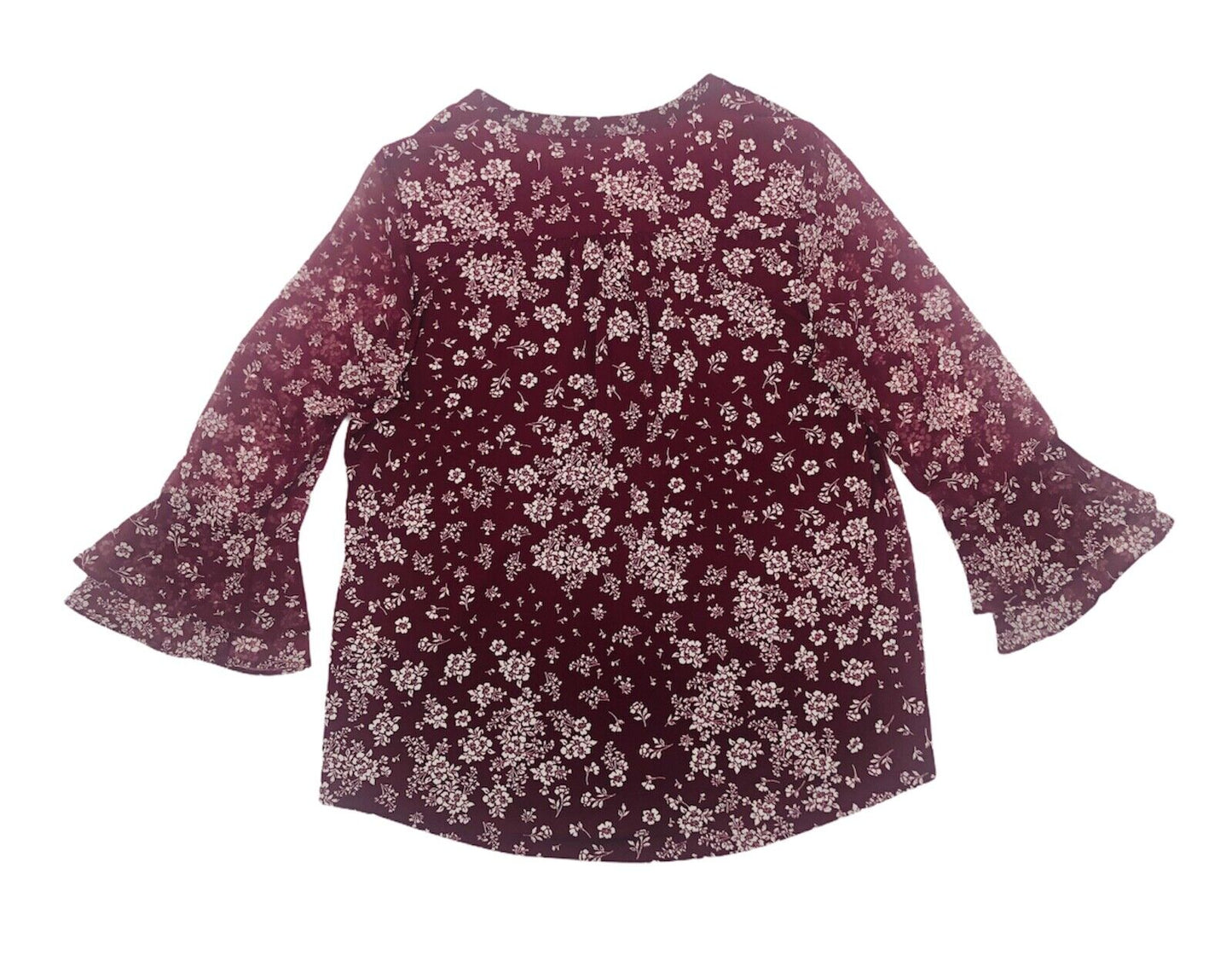 Charter Club Blusa feminina estampada com babados e mangas franzidas, vermelha, tamanho médio