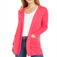Charter Club Milano Cotton Suéter Feminino Frente Aberta Rosa Tamanho Médio