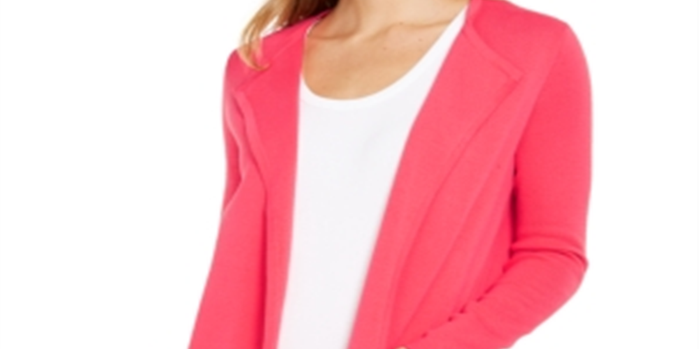 Charter Club Milano Cotton Suéter Feminino Frente Aberta Rosa Tamanho Médio