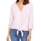 Camisa feminina de algodão bordado com bainha amarrada, estilo &amp; co, rosa, tamanho pequeno pequeno