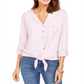 Camisa feminina de algodão bordado com bainha amarrada, estilo &amp; co, rosa, tamanho pequeno pequeno