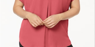 Blusa feminina com decote em V e estampa de mídia mista da INC International Concepts, amarela, tamanho 0X